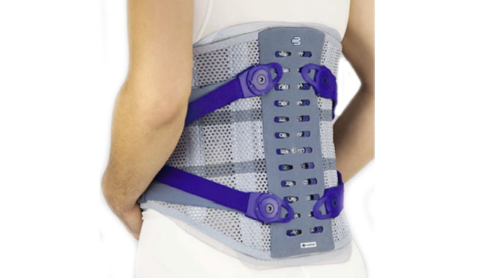 Ortesis multifuncional para la estabilización de la columna vertebral lumbar y la transición lumbosacra con función de movilización.