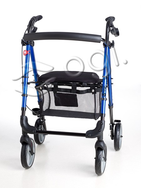 Andador Rollator aluminio con asiento, cesta, frenos y luz